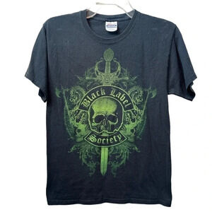Black Label Society T Shirt, Green‎ On Black.